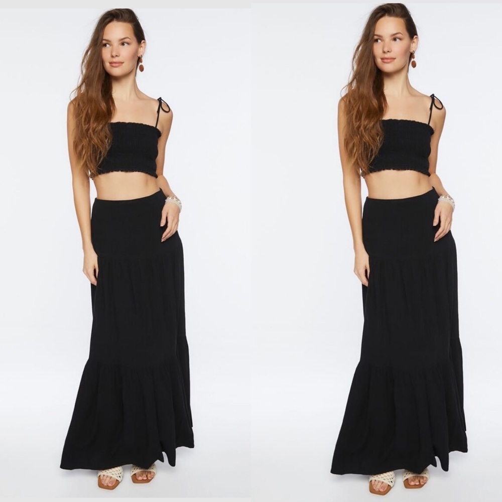 Smocked Cropped Cami & Tiered Skirt Set